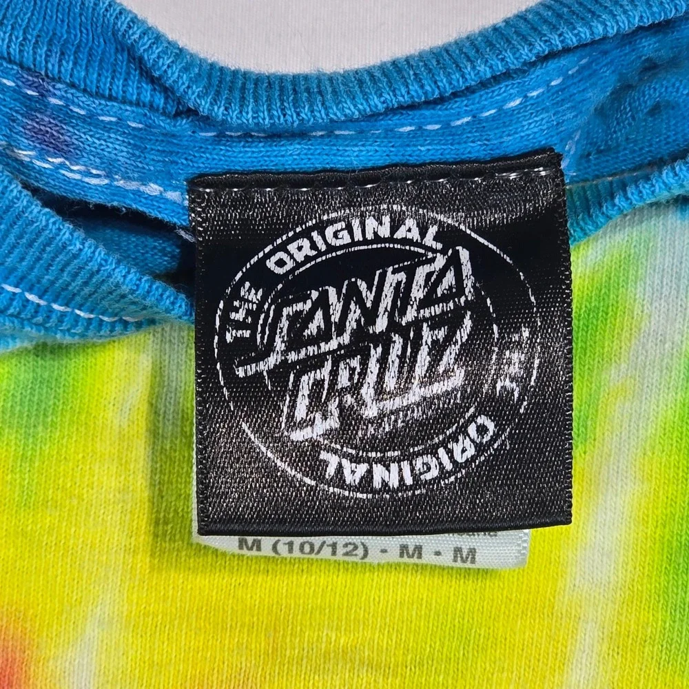 Santa Cruz Skateboards Tie Dye T-Shirt Kids Medium 10/12 Vintage Y2K Skater Logo